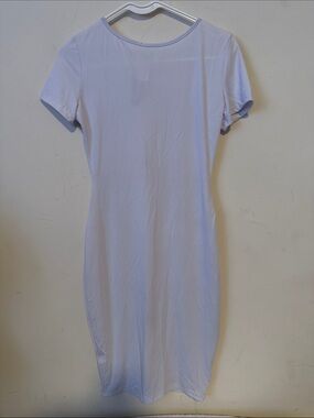 Simple Short Sleeve Midi Dress in White